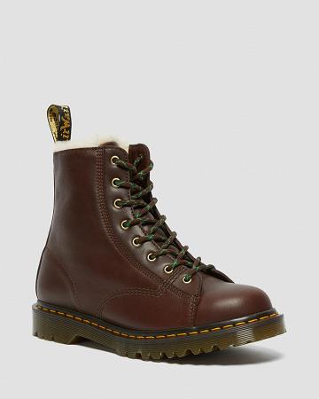 Men's Dr Martens Barton Made in England Shearling Lined Leather Ankle Boots Brown | AU 434XYU